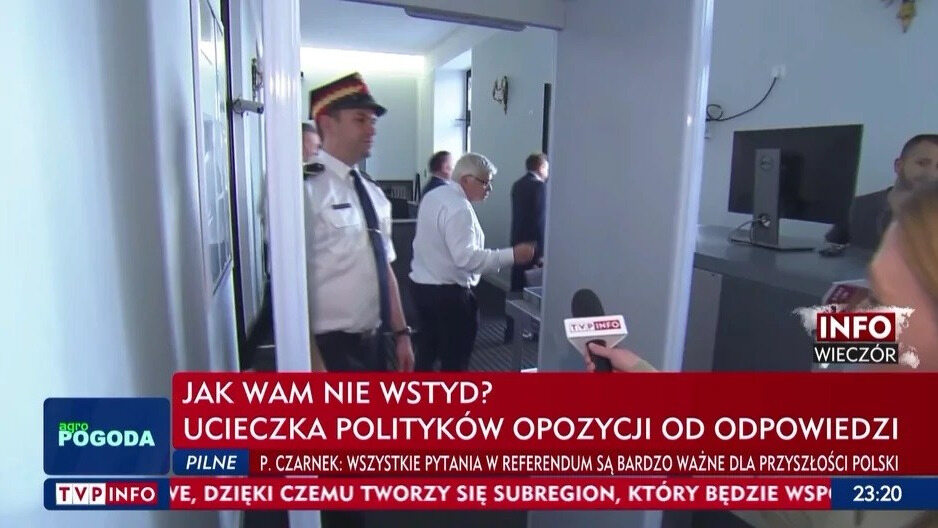 Bizarre chase of TVP journalists after MPs.  One of the politicians couldn't stand it