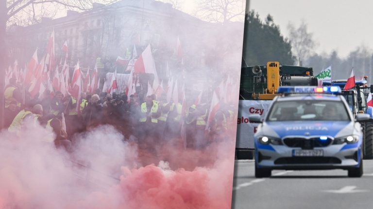 Farmers' protest in Warsaw.  There were no incidents.  Three people were detained