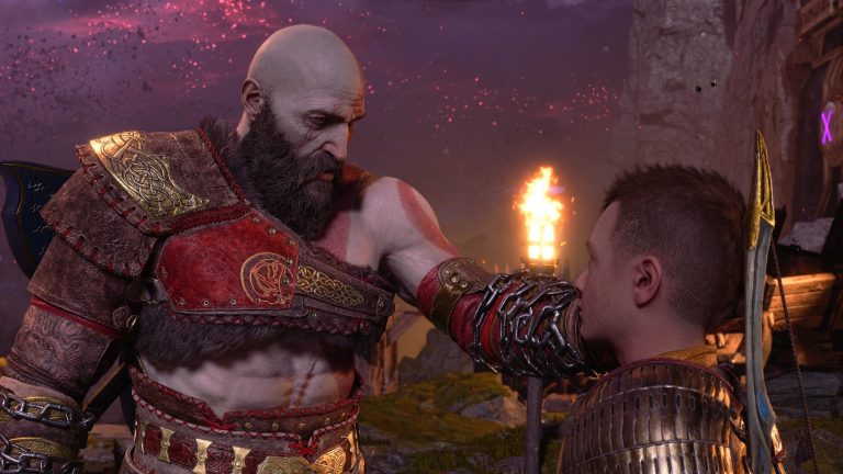 God of War: Ragnarok review.  Kratos and Atreus face fate