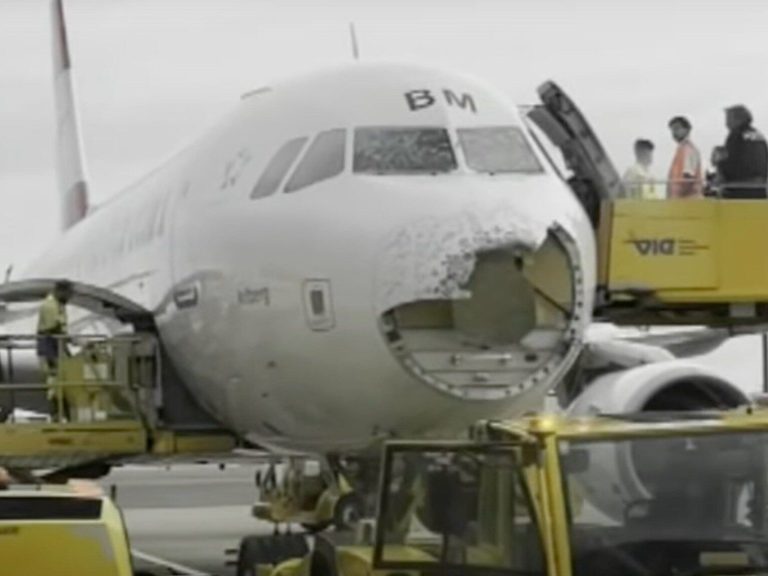 The fuselage fell off the plane.  During the flight, the machine fell into hail